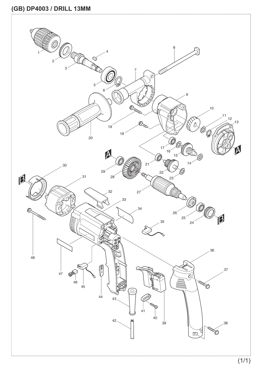 Makita DP4003 Drill Spare Parts