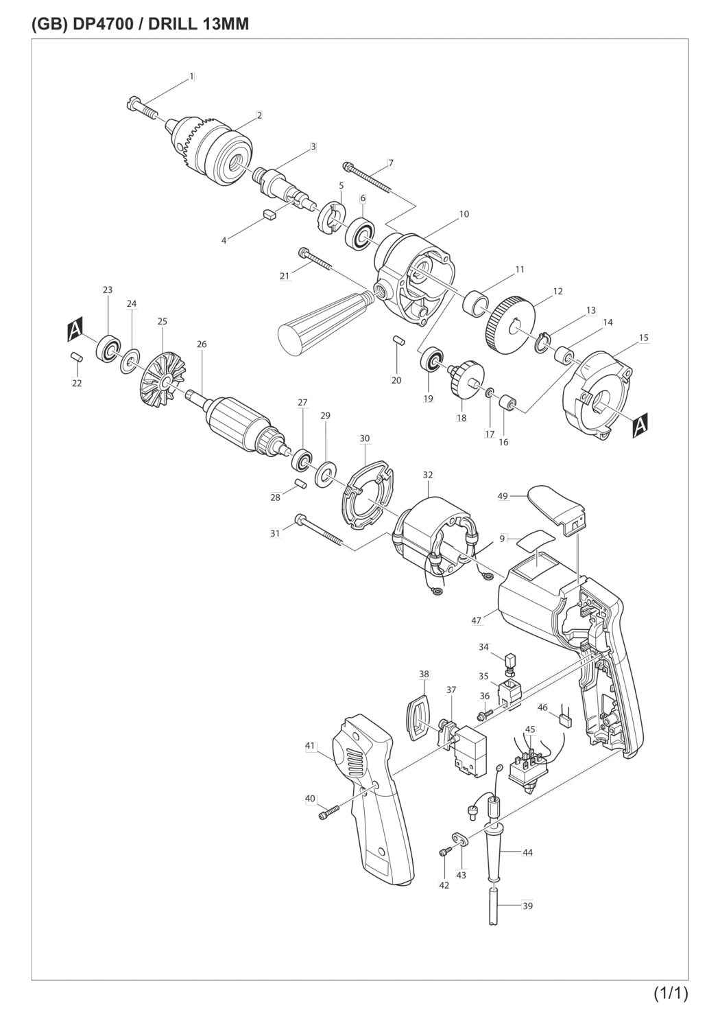 Makita DP4700 Drill Spare Parts