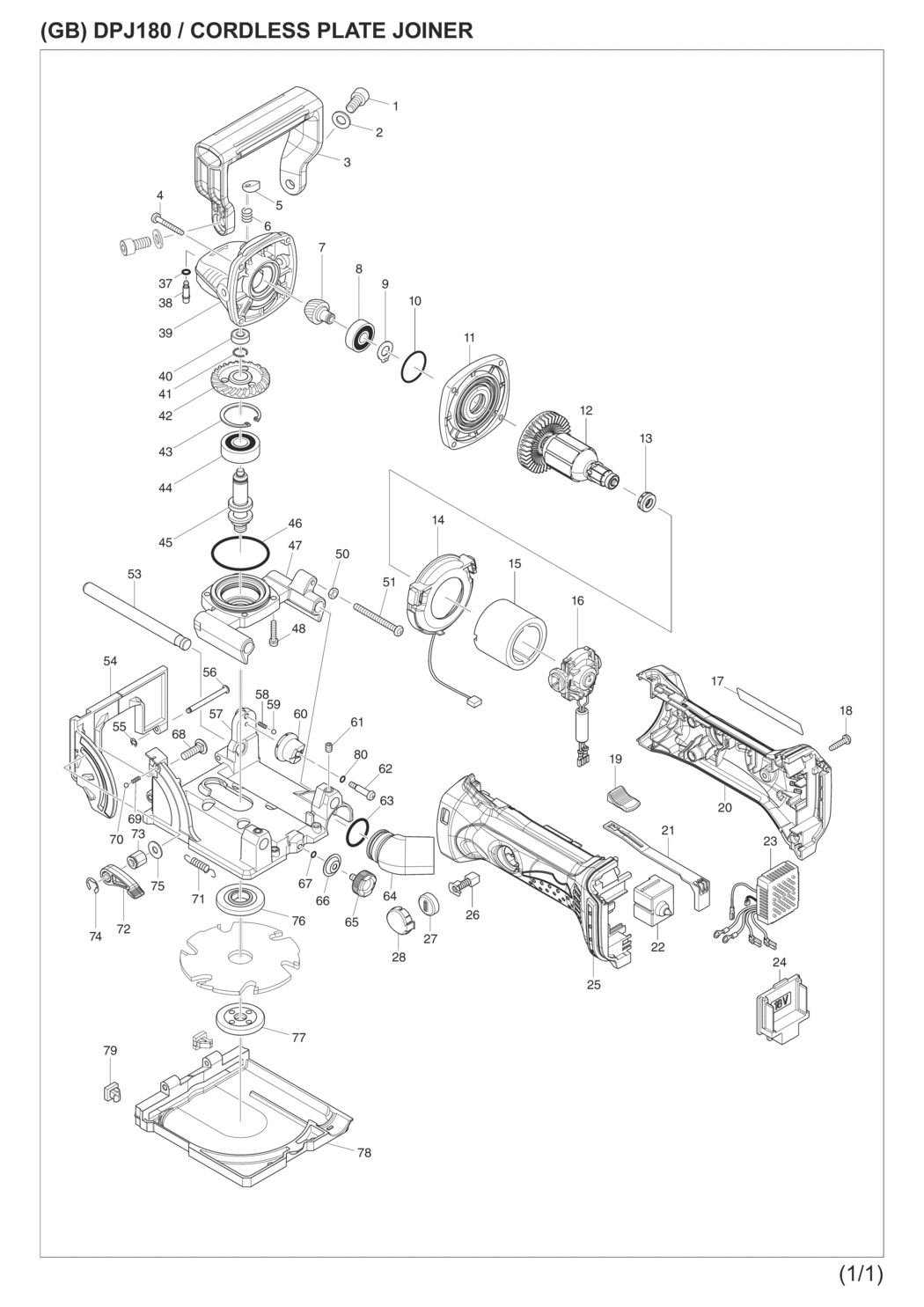 Makita DPJ180RMJ Cordless Plate Joiner Spare Parts