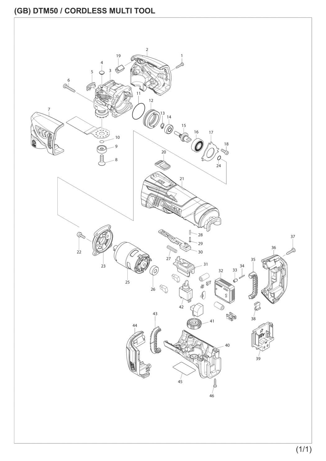 Makita DTM50RM1J1 Cordless Multi Tool Spare Parts