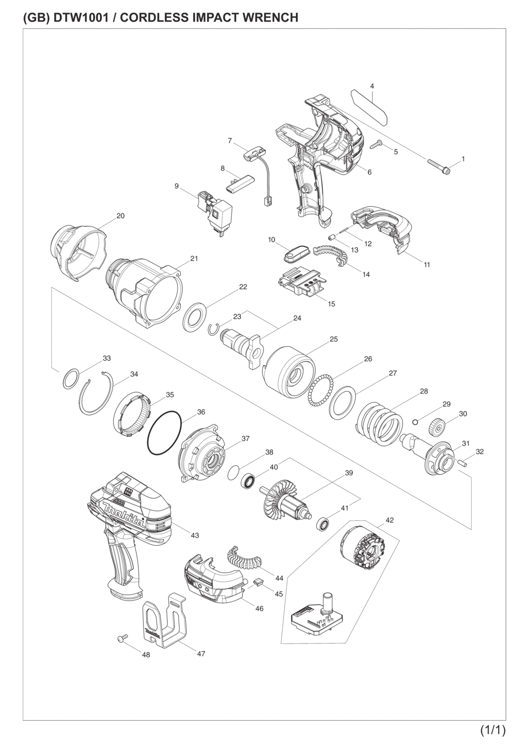 Betaling åndelig Gensidig Makita DTW1001Z Cordless Impact Wrench Spare Parts | Miles Tool & Machinery  Centre