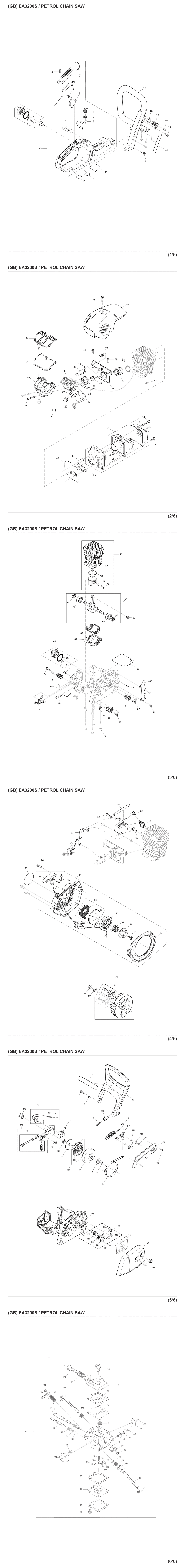 Makita EA3200S35B Petrol Chain Saw Spare Parts