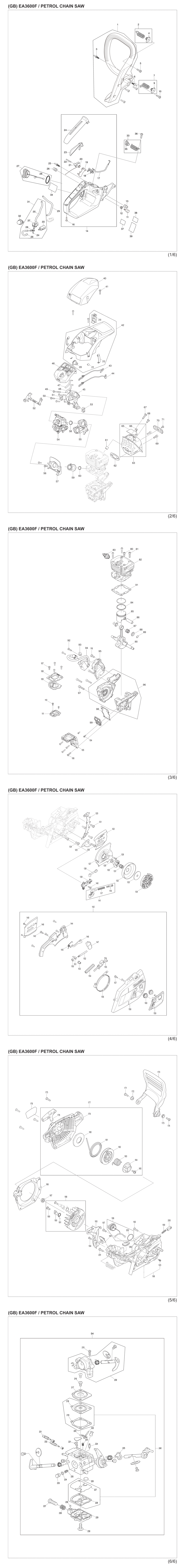 Makita EA3600F40B Petrol Chain Saw Spare Parts