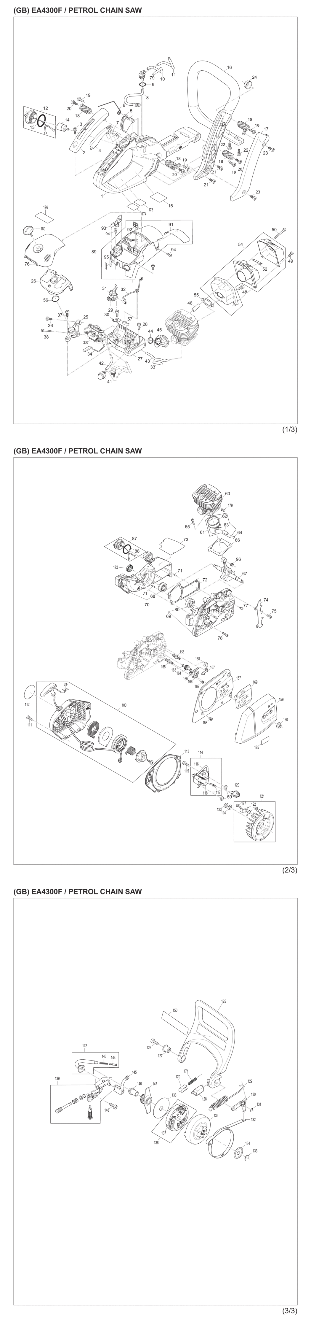 Makita EA4300F45C Petrol Chain Saw Spare Parts