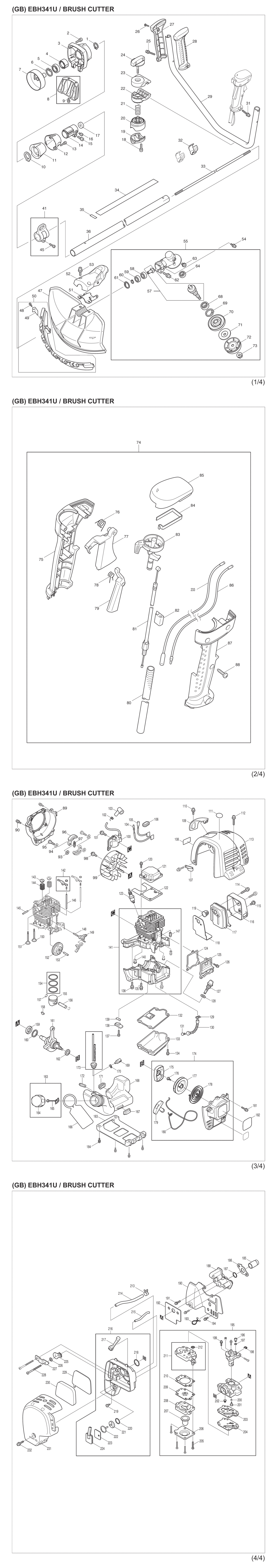 Makita EBH341U Petrol Brushcutter Spare Parts