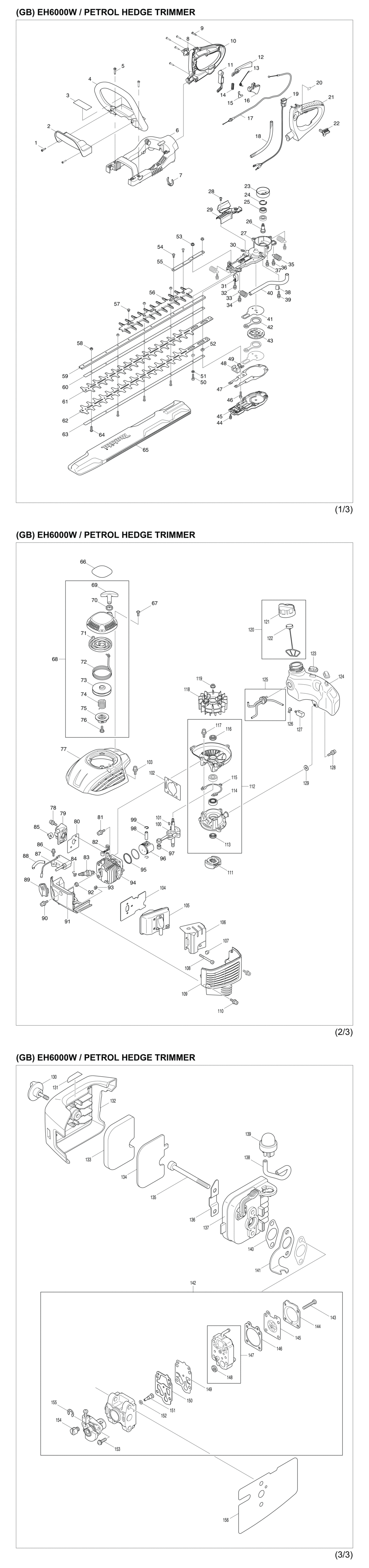 bjærgning Dejlig frakobling Makita EH6000W Petrol Hedge Trimmer Spare Parts | Miles Tool & Machinery  Centre