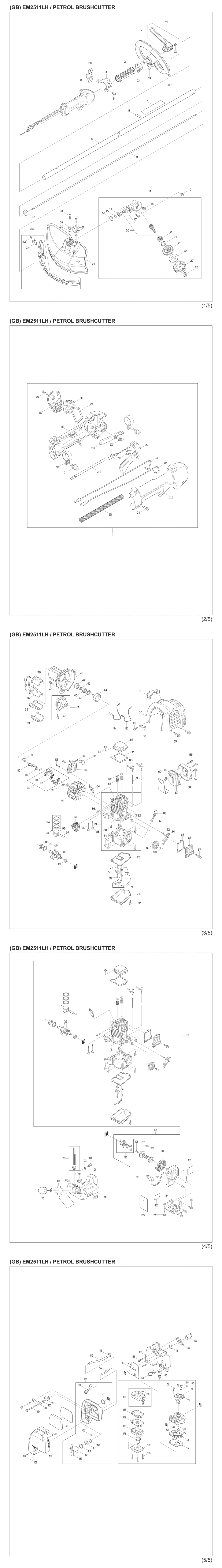 Makita EM2511LH Petrol Brushcutter Spare Parts