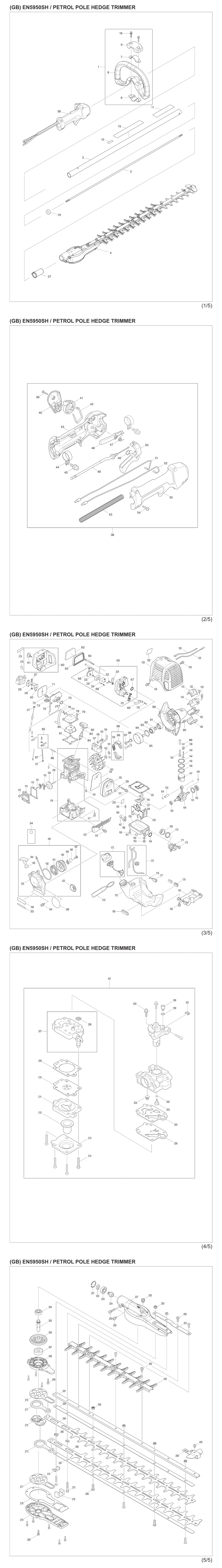 Makita EN5950SH Petrol Pole Hedge Trimmer Spare Parts