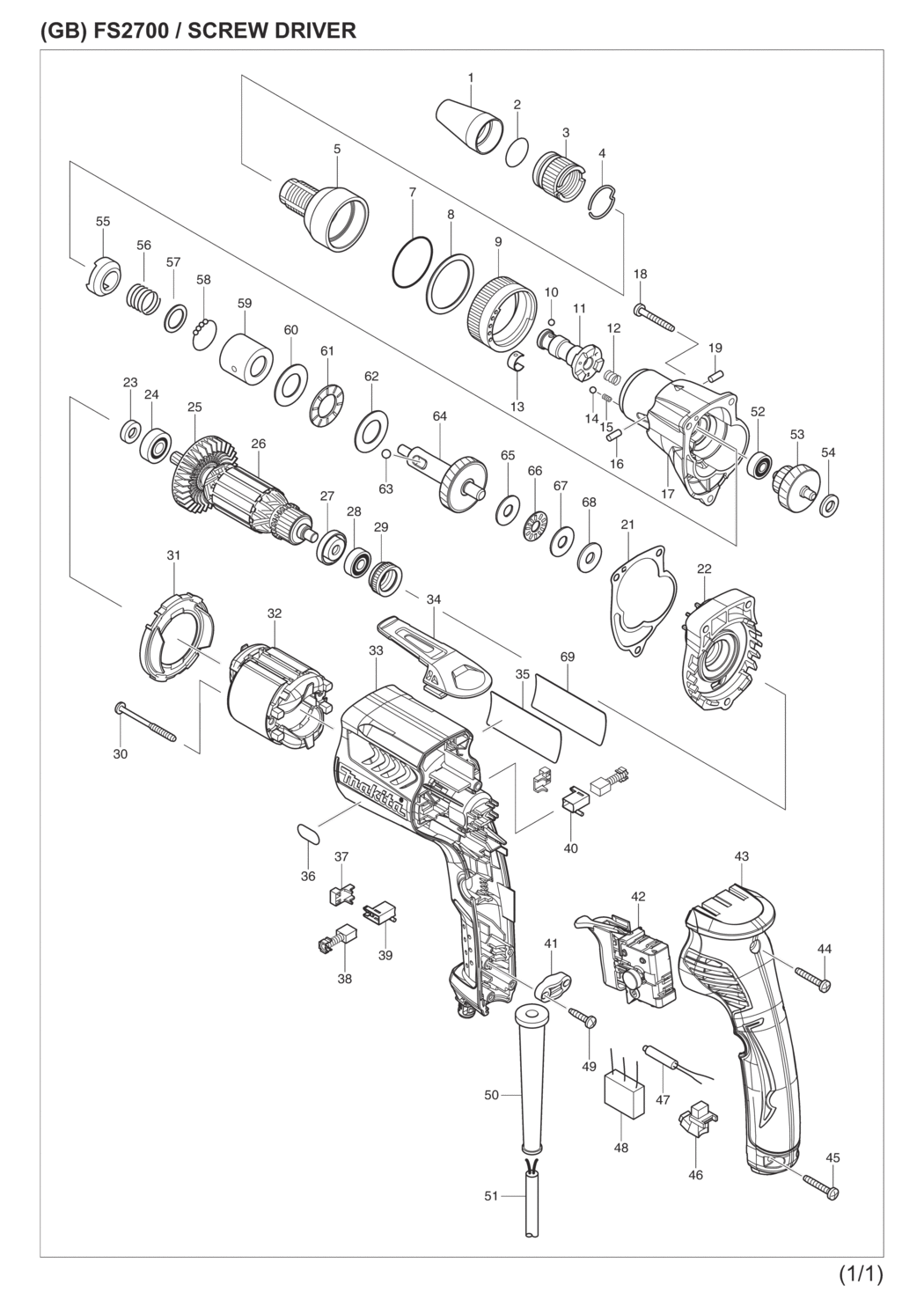 Makita FS2700 Screwdriver Spare Parts