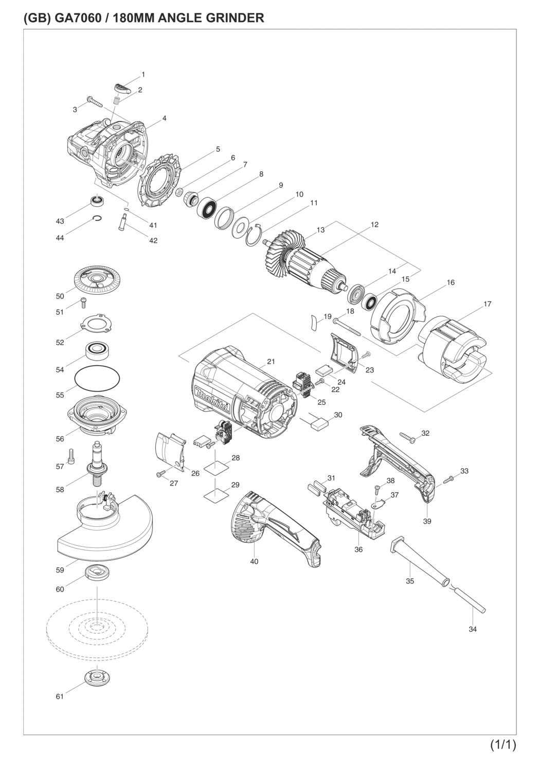 Makita GA7060 Angle Grinder Spare Parts