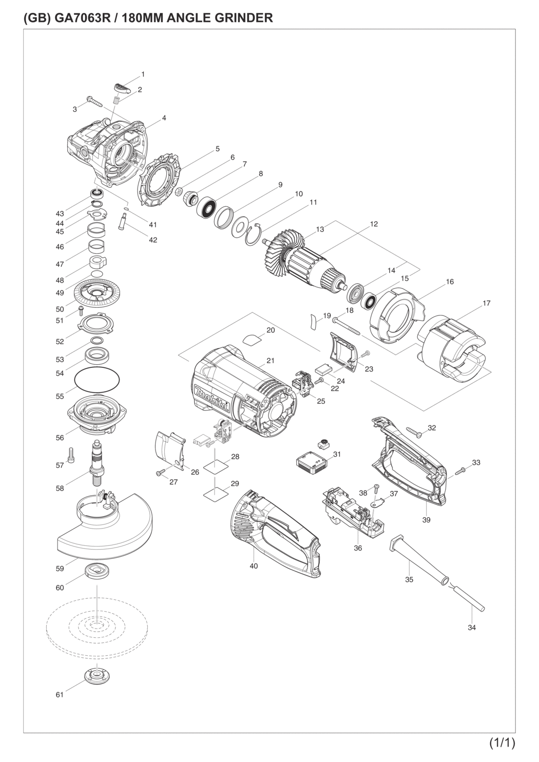 Makita GA7063RX02 Angle Grinder Spare Parts