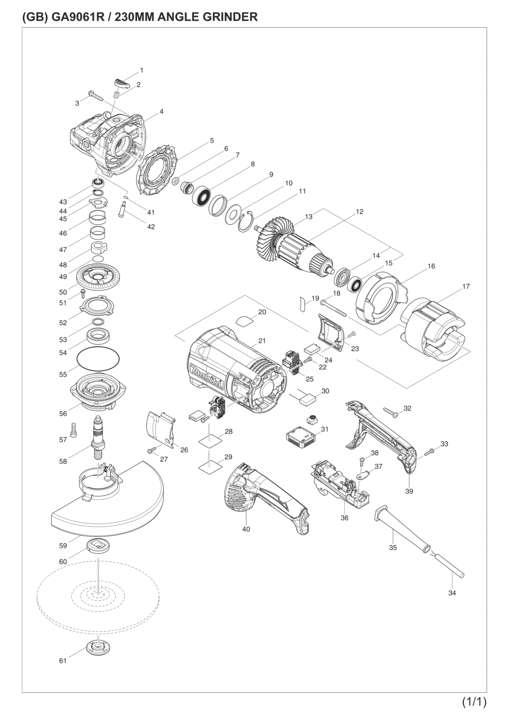 Makita GA9061RX02 Angle Grinder Spare Parts