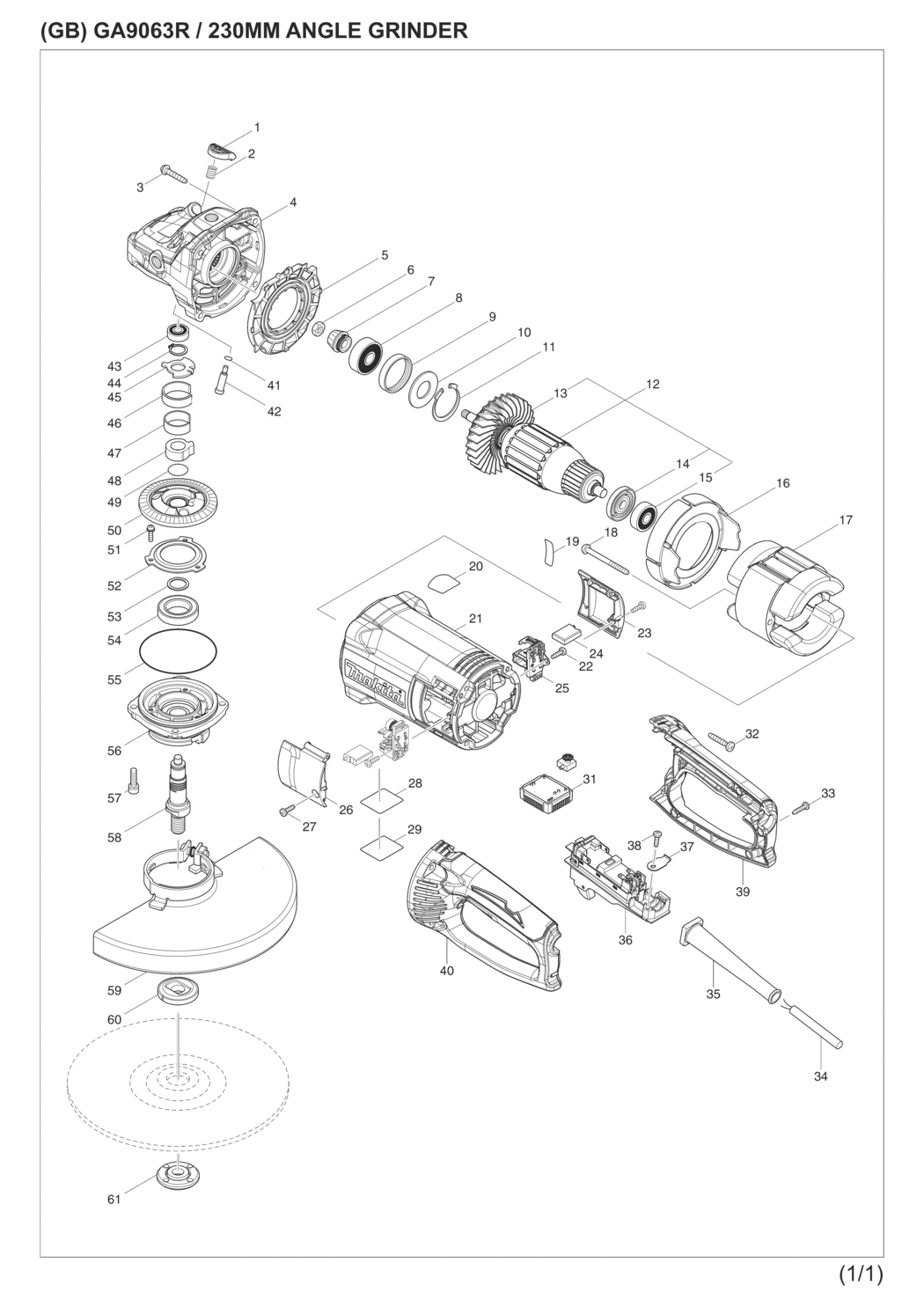 Makita GA9063RX02 Angle Grinder Spare Parts