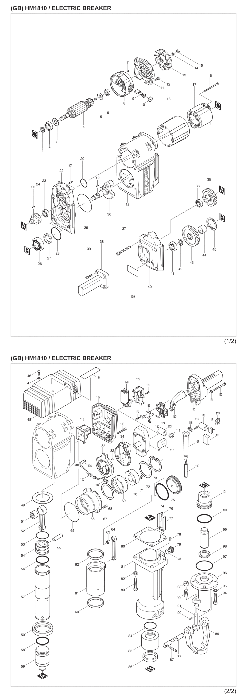Makita HM1810 Electric Breaker Spare Parts
