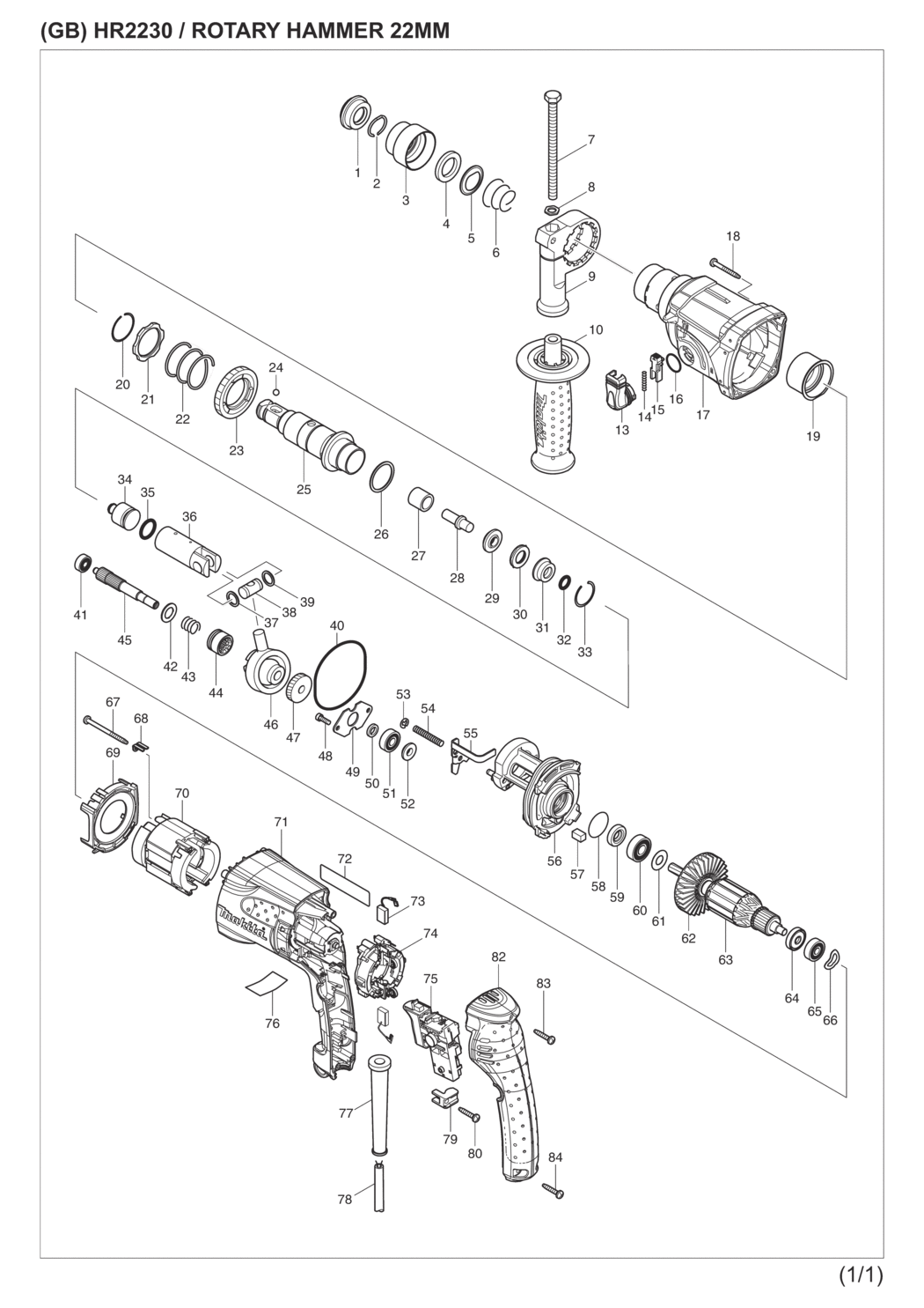 Makita HR2230 Rotary Hammer Spare Parts