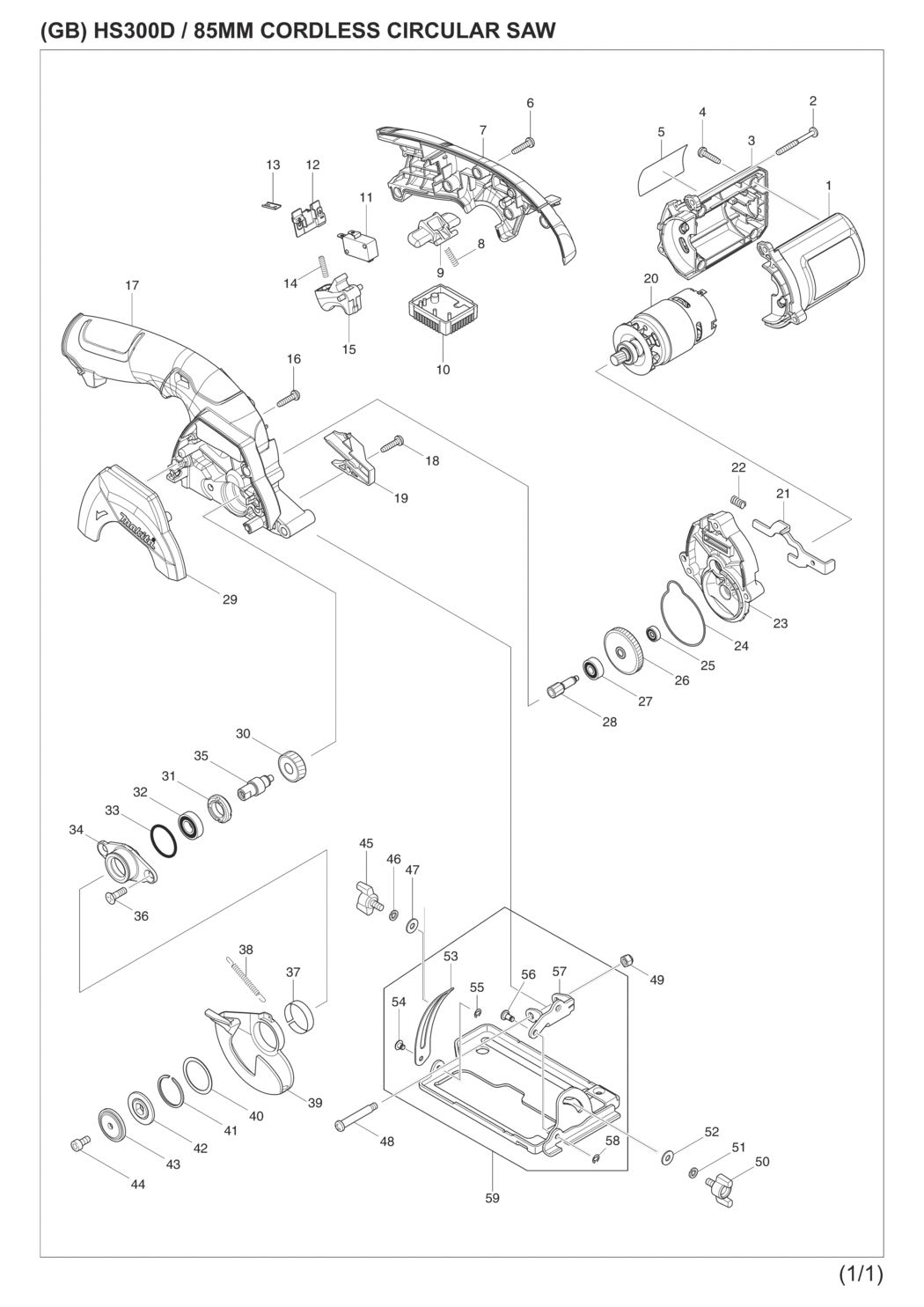 Makita HS300DZ Cordless Circular Saw Spare Parts