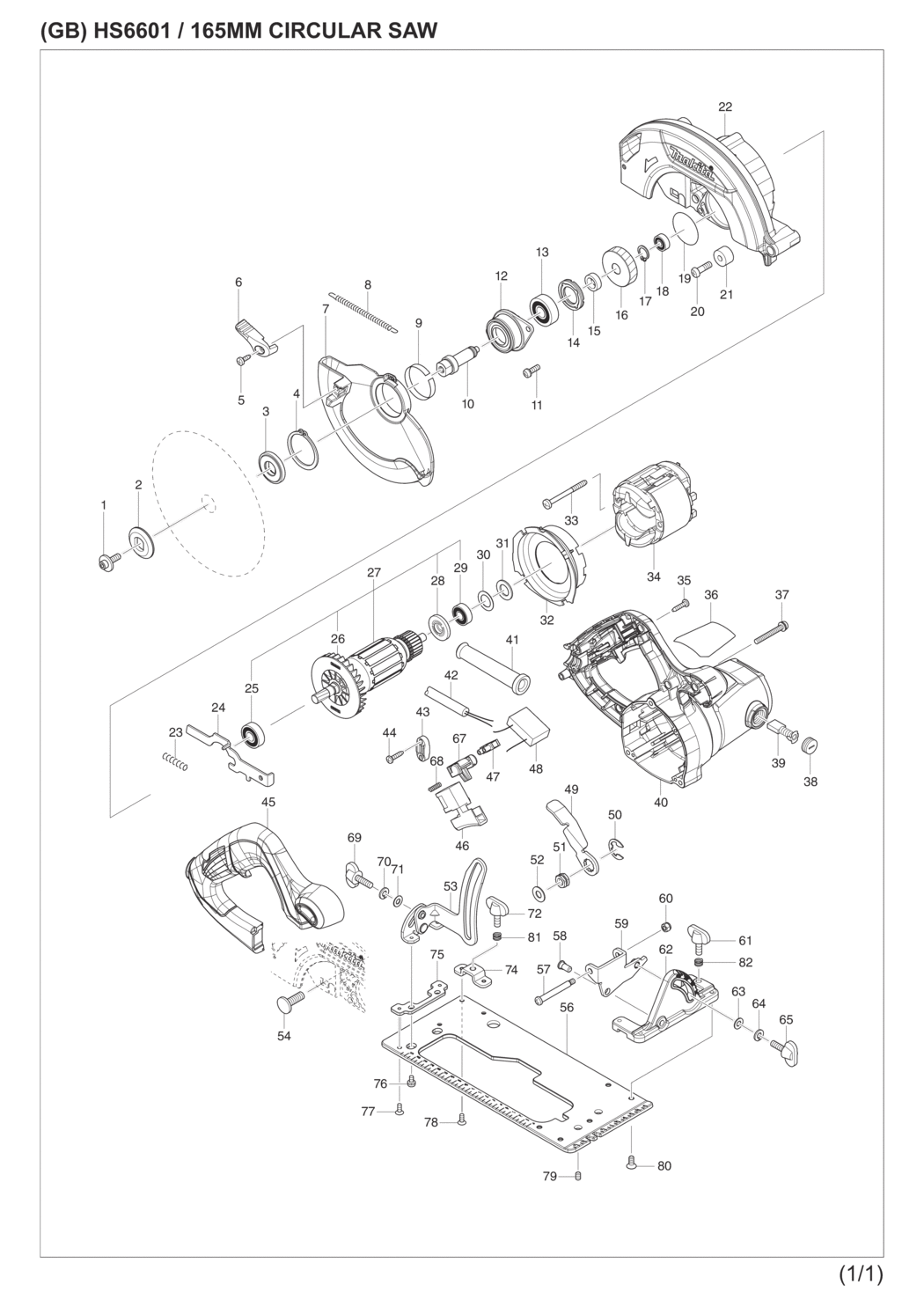 Makita HS6601 Circular Saw Spare Parts