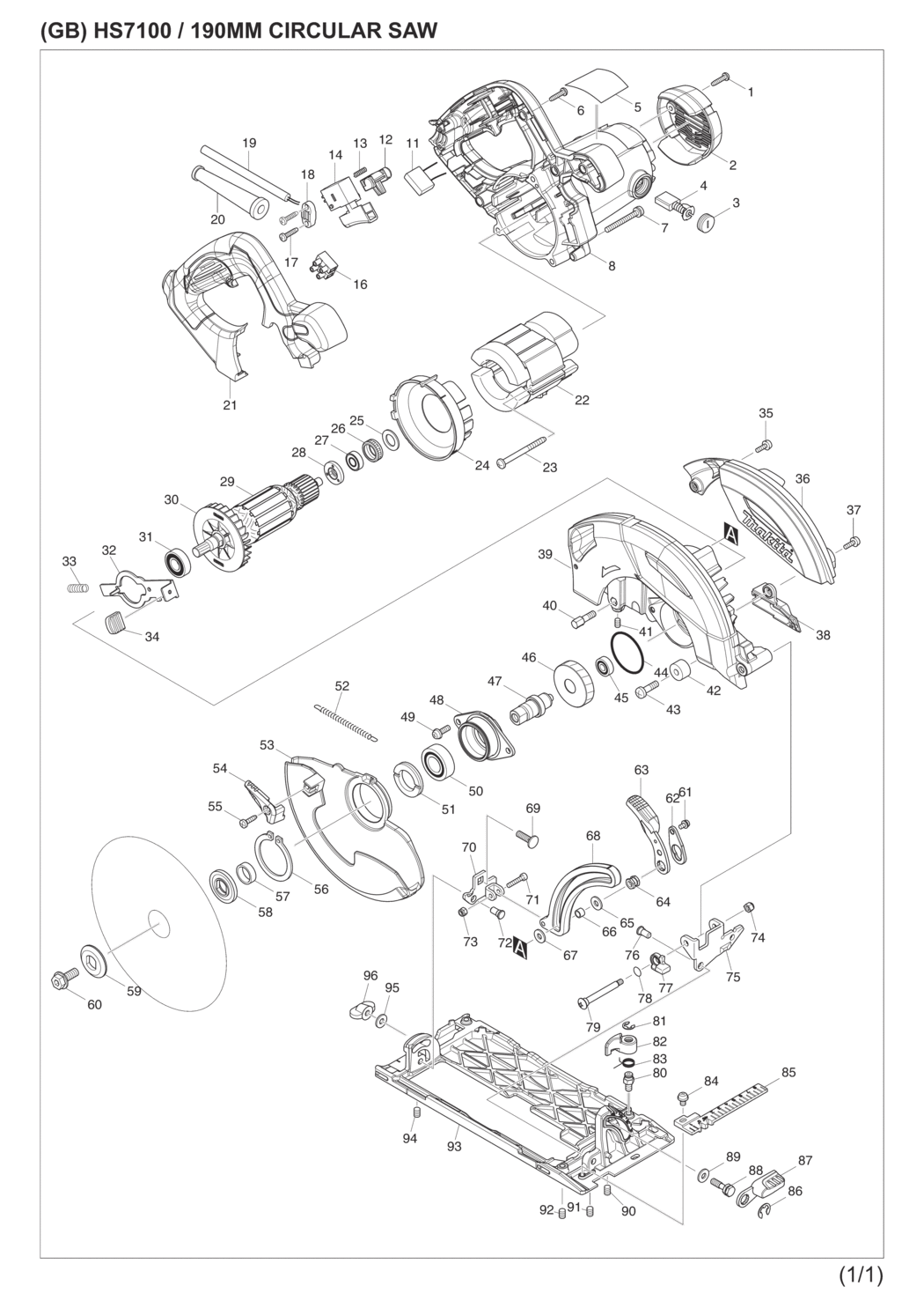 Makita HS7100 Circular Saw Spare Parts