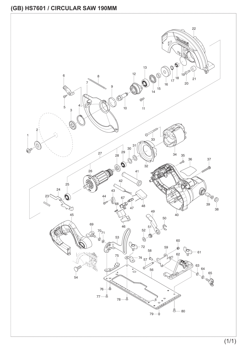 Makita HS7601J Circular Saw Spare Parts