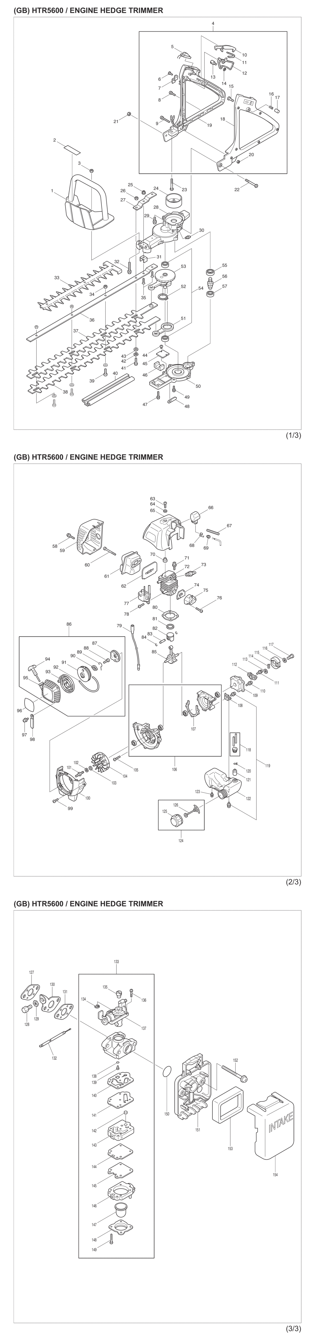 Makita HTR5600 Petrol Hedge Trimmer Spare Parts