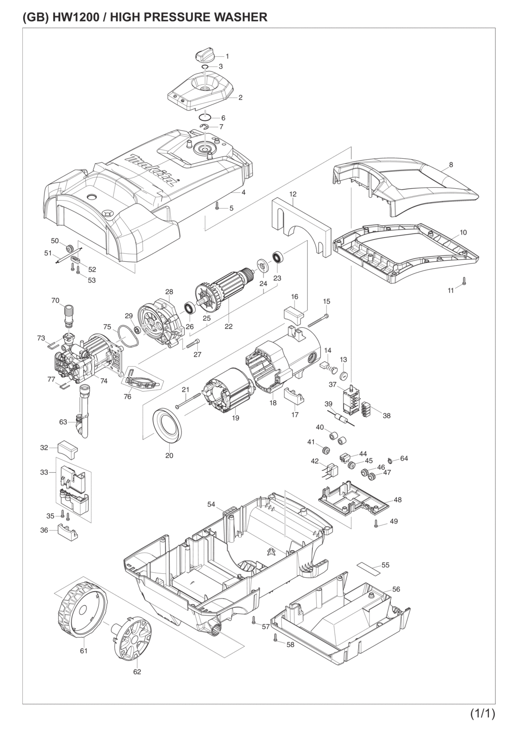 Makita HW1200 High Pressure Washer Spare Parts