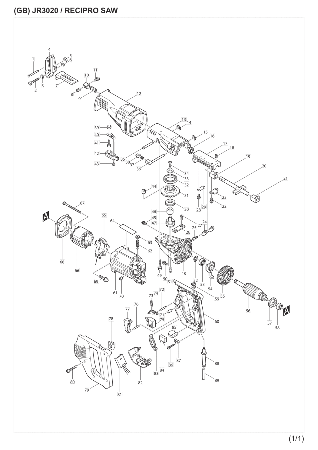 Makita JR3020 Recipro Saw Spare Parts