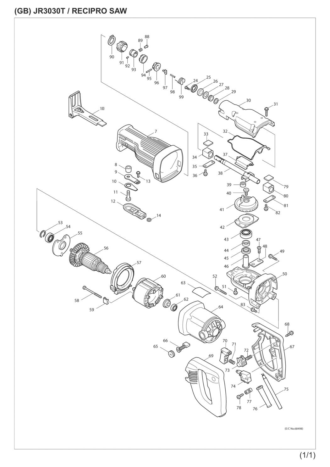 Makita JR3030T Recipro Saw Spare Parts