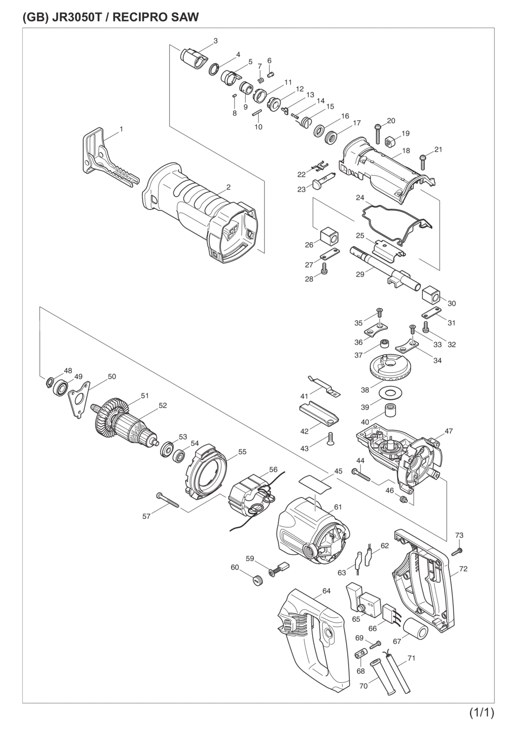 Makita JR3050T Recipro Saw Spare Parts