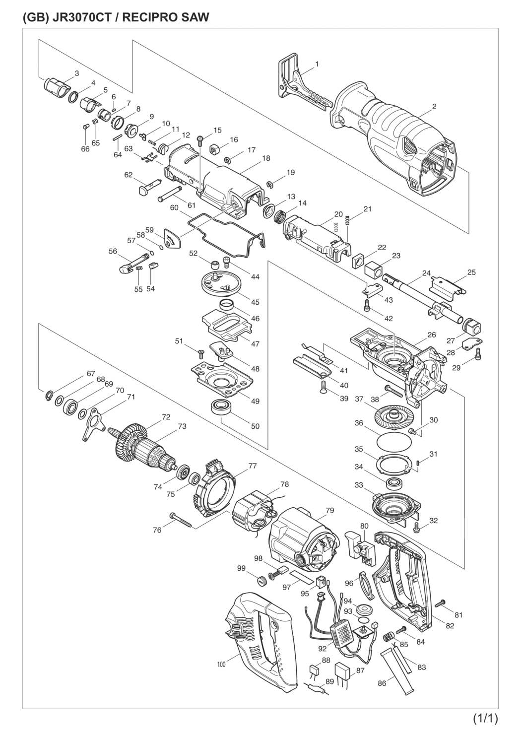 Makita JR3070CT Recipro Saw Spare Parts