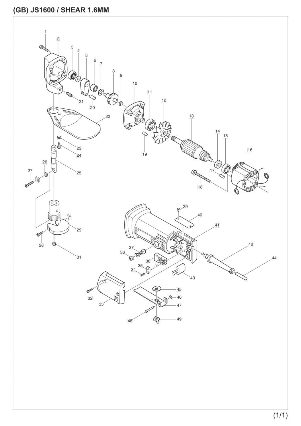 Makita JS1600 Shear Spare Parts