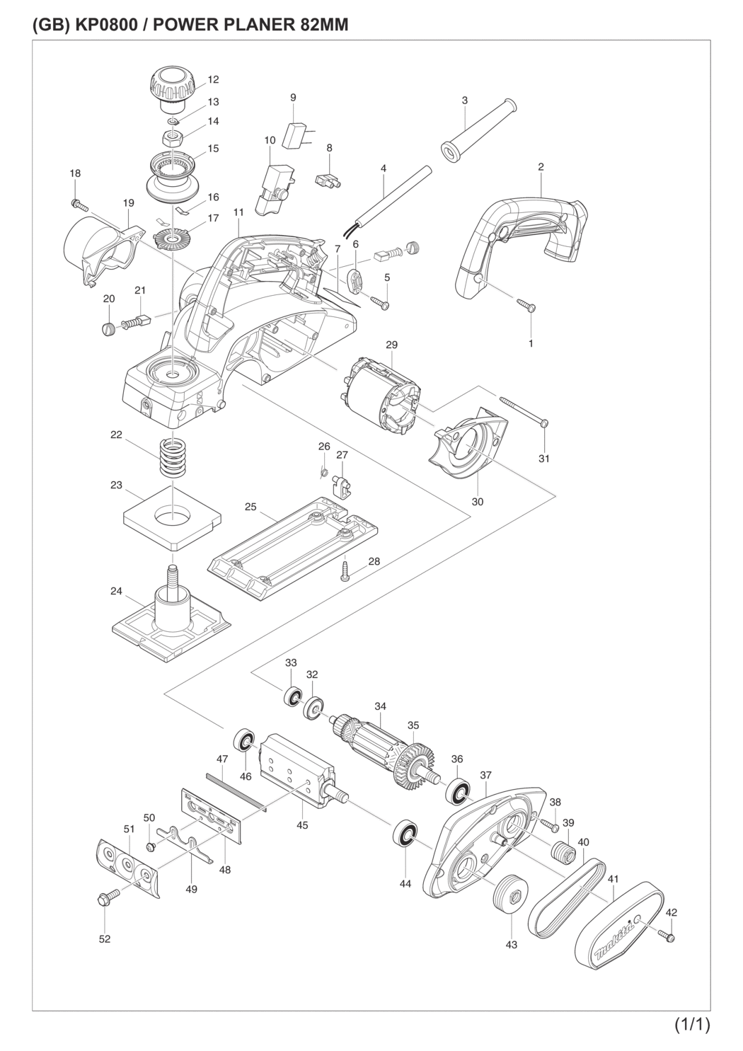 Makita KP0800K Power Planer Spare Parts