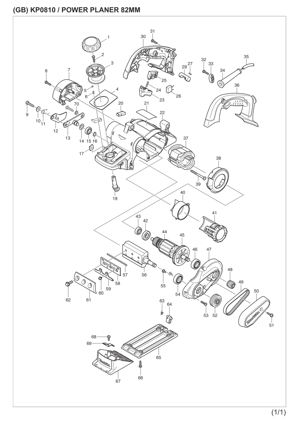 Makita KP0810 Power Planer Spare Parts