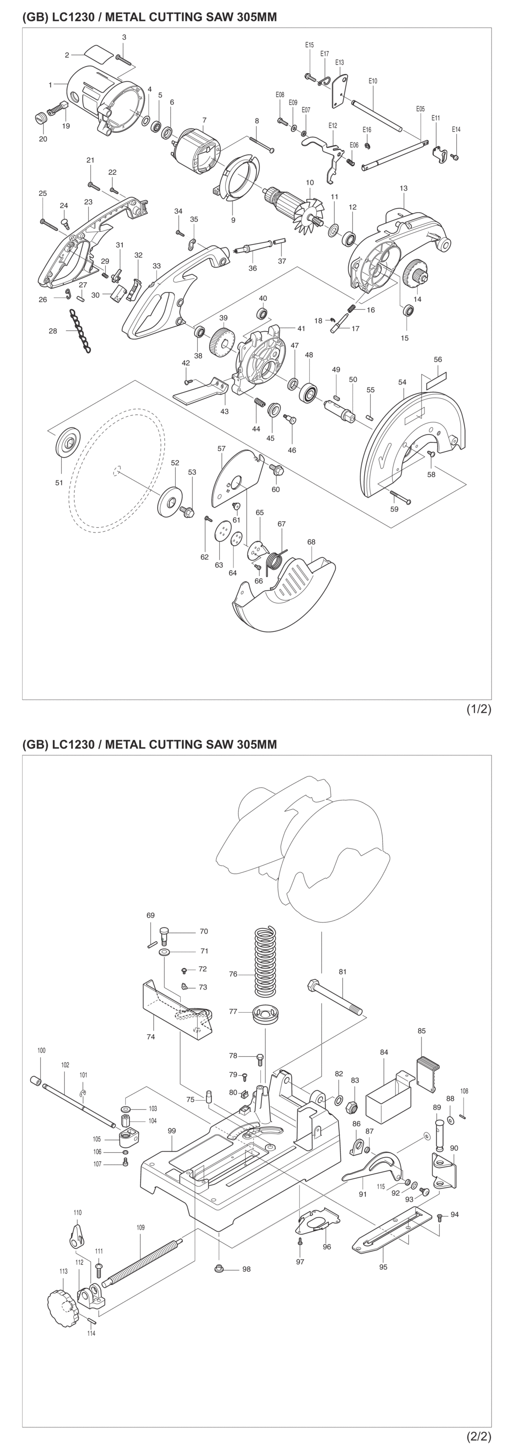 Makita LC1230 Metal Cutting Saw Spare Parts