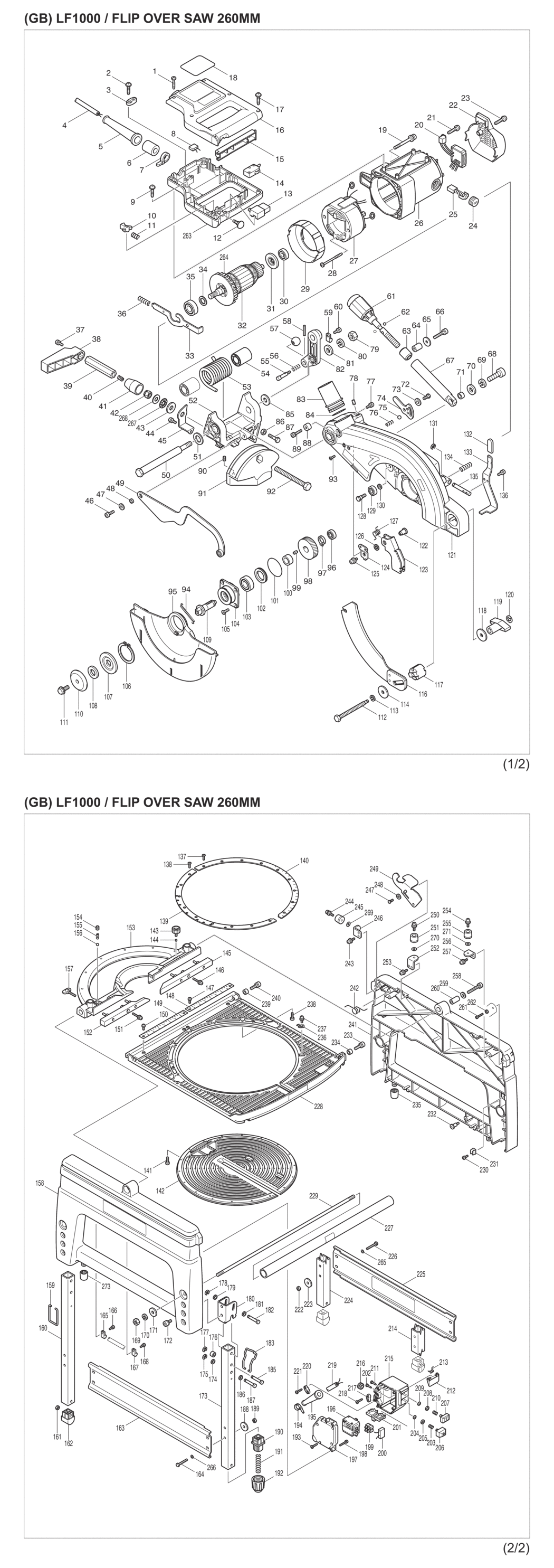 Makita LF1000 Flip Over Saw Spare Parts