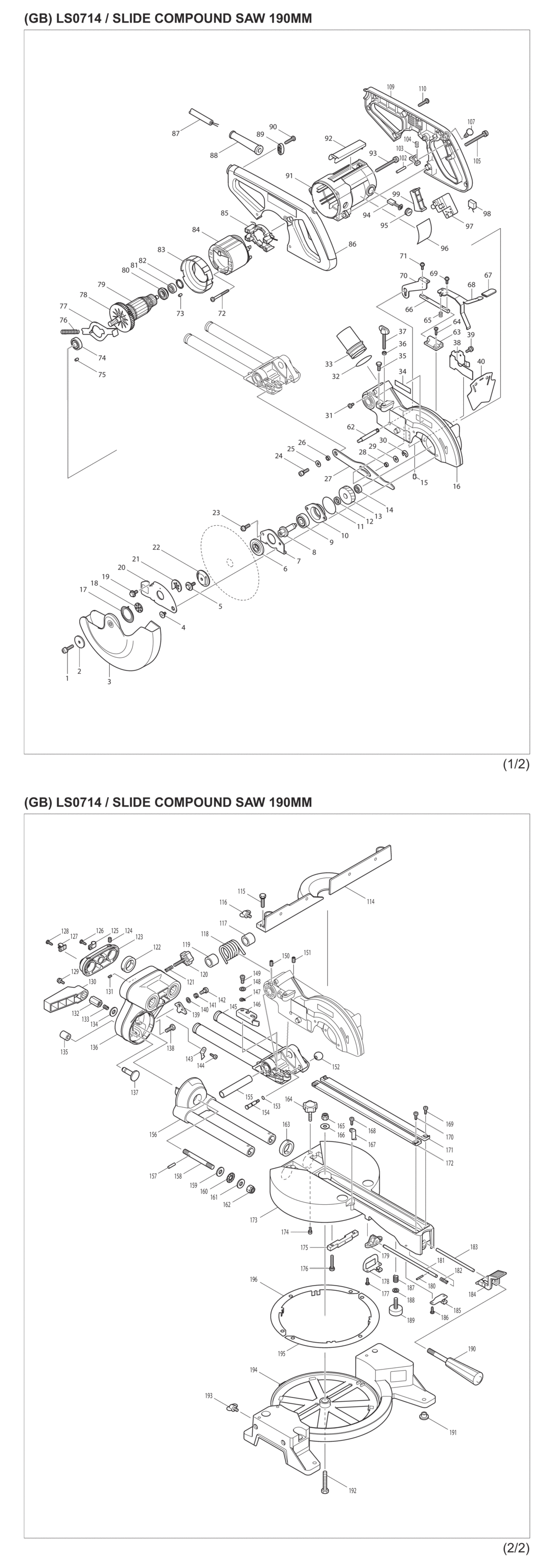 Makita LS0714 Slide Compound Saw Spare Parts