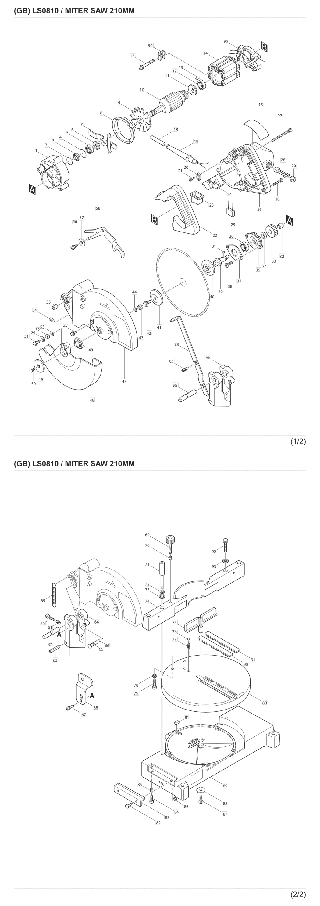 Makita LS0810 Miter Saw Spare Parts