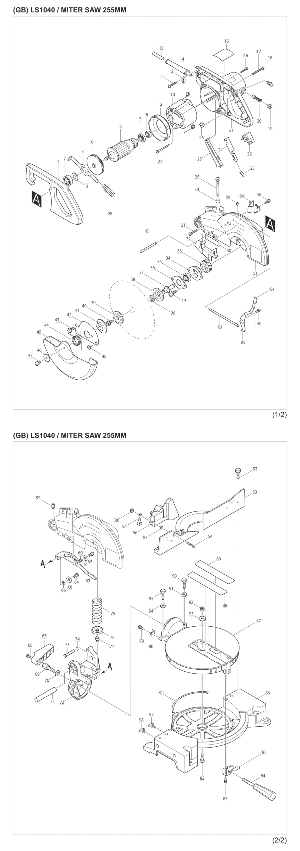 Makita LS1040 Compound Miter Saw Spare Parts