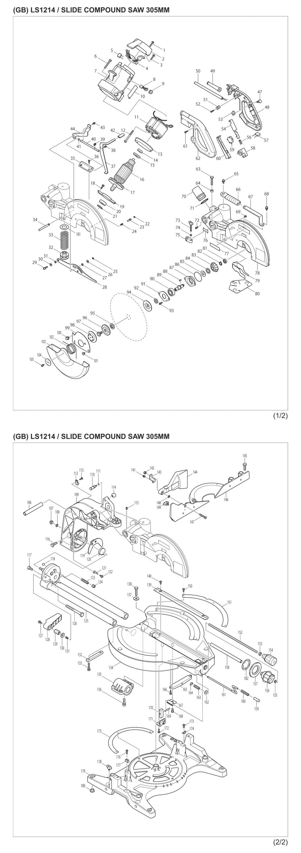 Makita LS1214 Slide Compound Saw Spare Parts