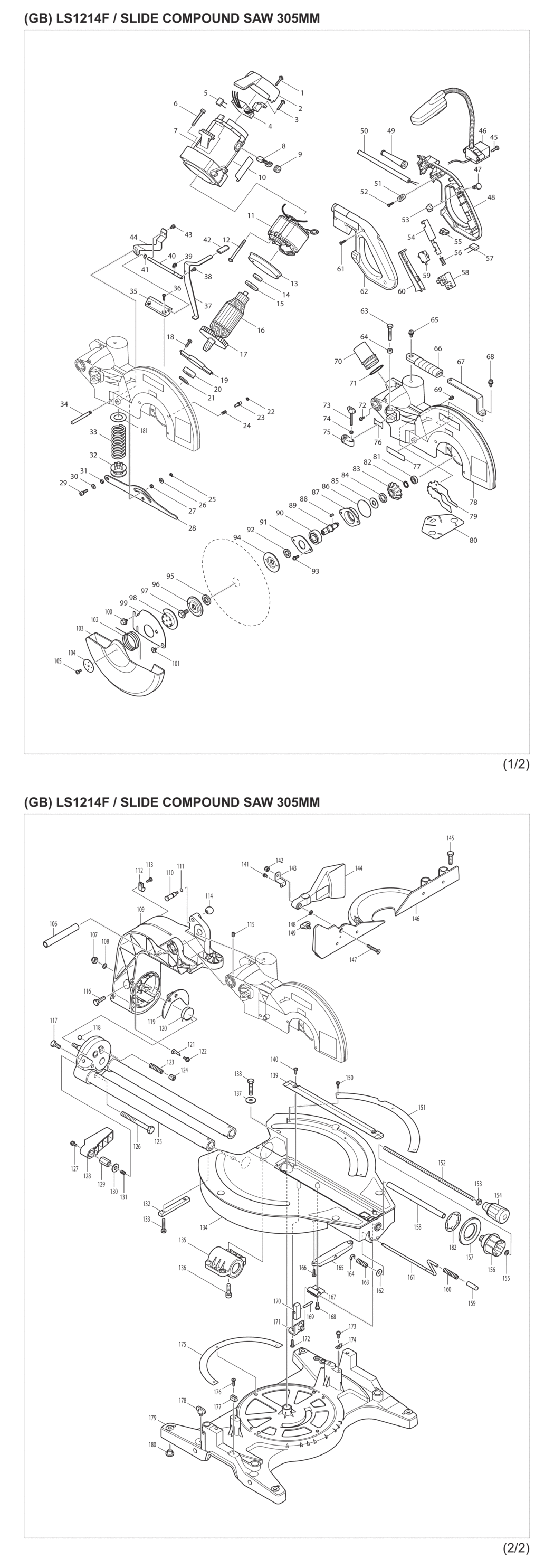 Makita LS1214F Slide Compound Saw Spare Parts