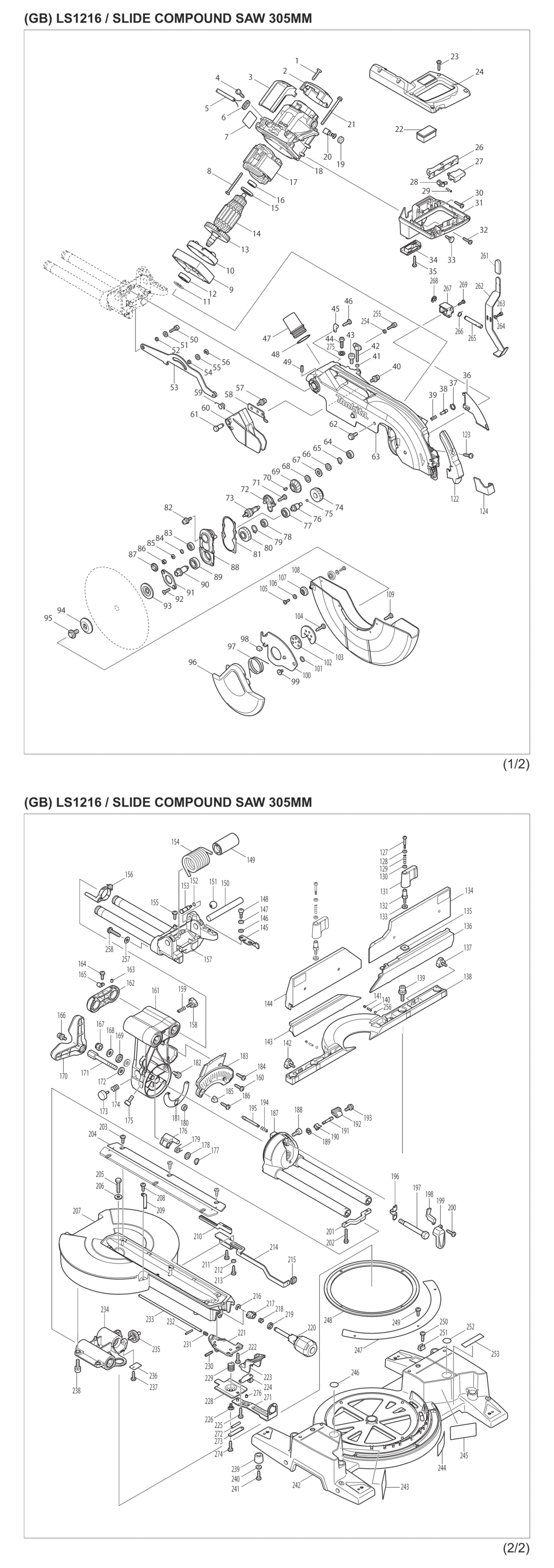 Makita LS1216 Slide Compound Saw Spare Parts