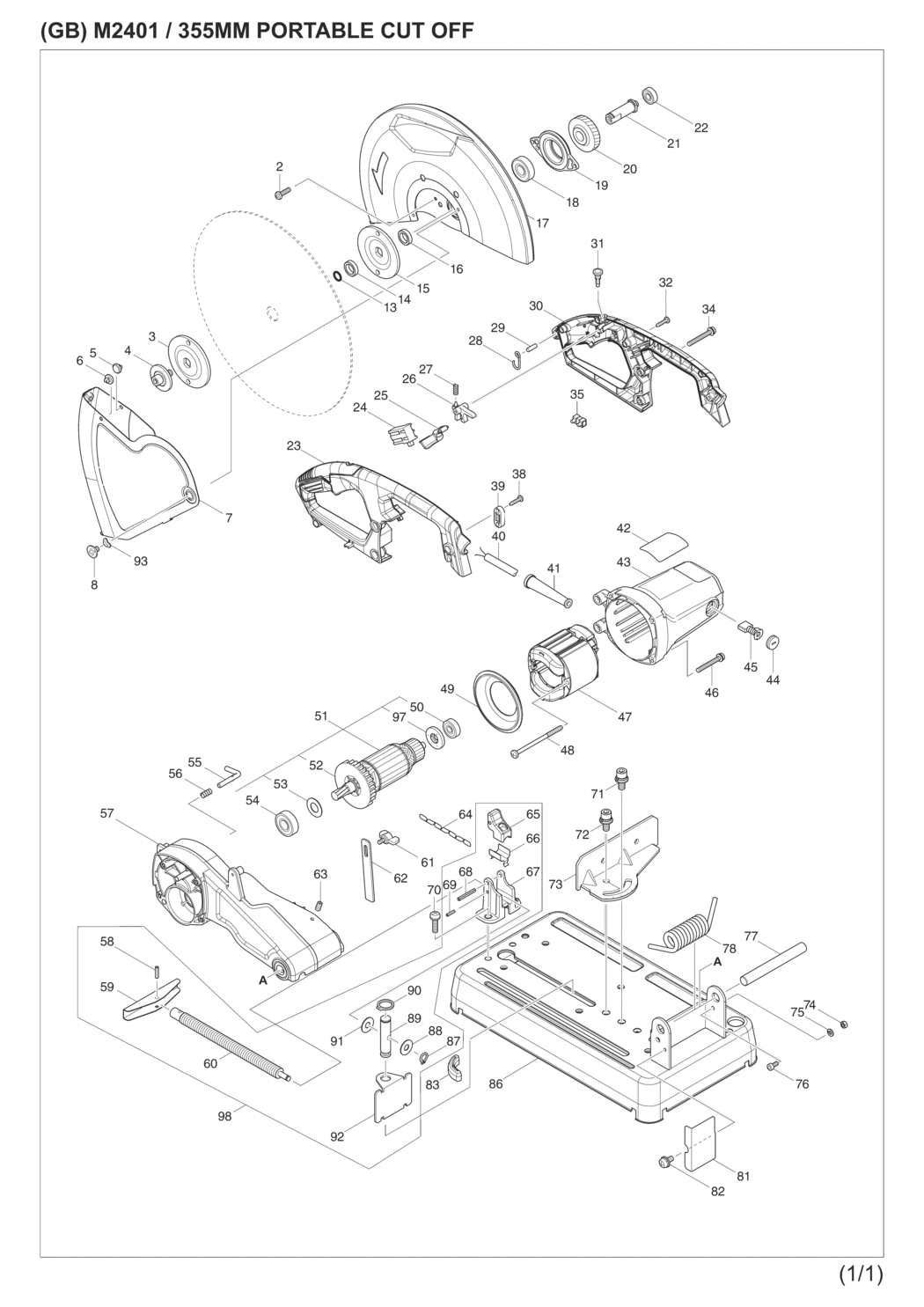 Makita M2401 Portable Cut-off Spare Parts