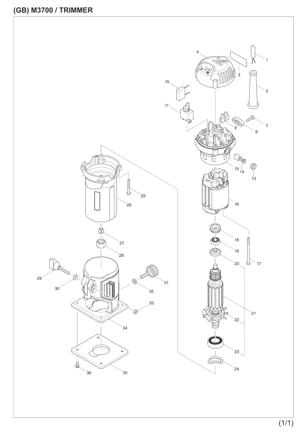 Makita M3700 Trimmer Spare Parts
