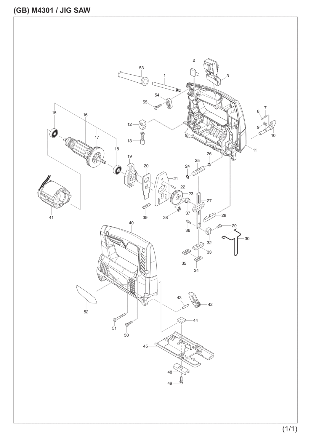 Makita M4301 Jig Saw Spare Parts