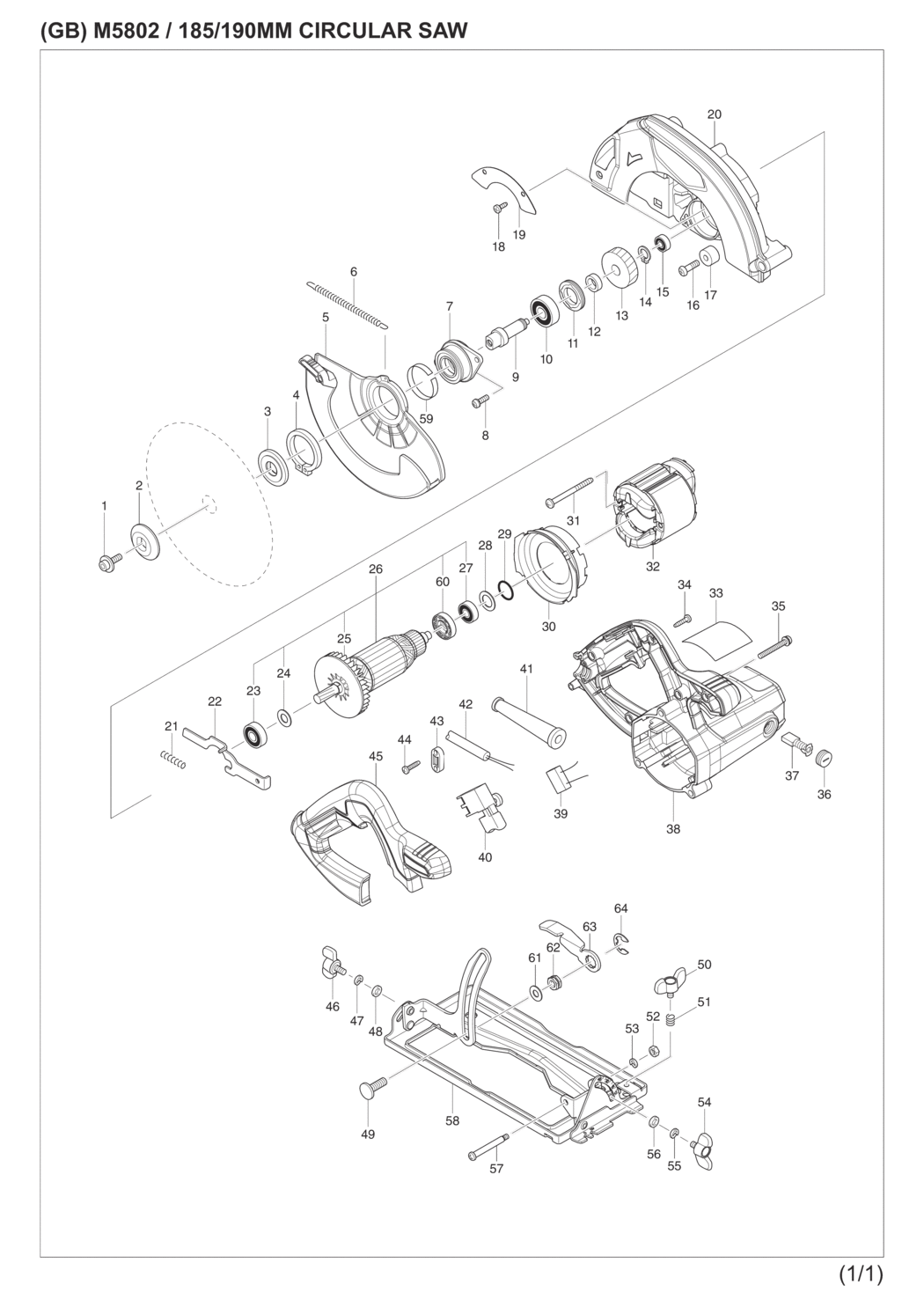 Makita M5802 Circular Saw Spare Parts