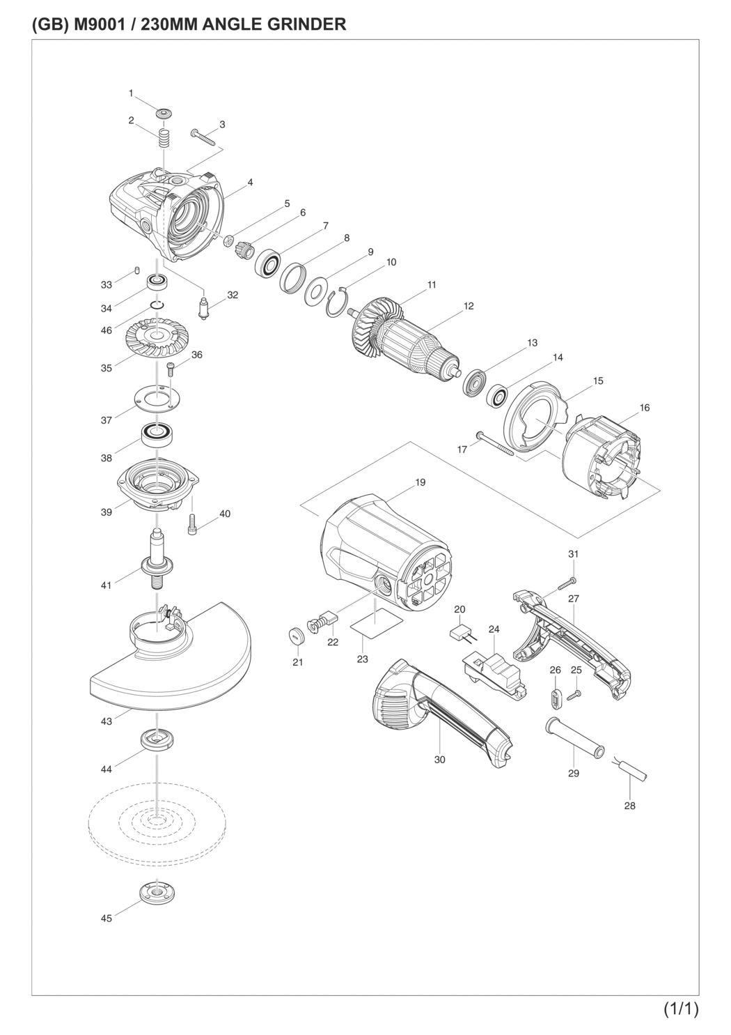 Makita M9001 Angle Grinder Spare Parts