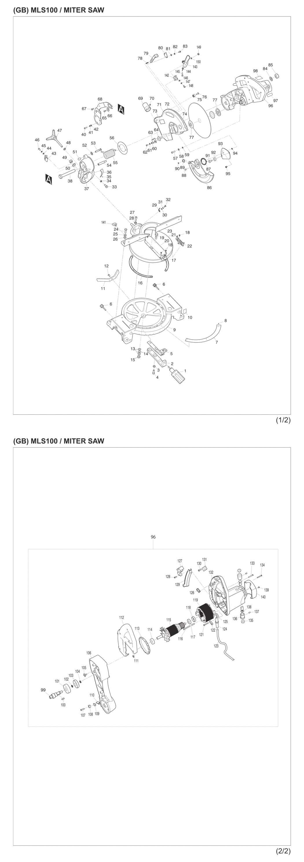 Makita MLS100 Compound Miter Saw Spare Parts