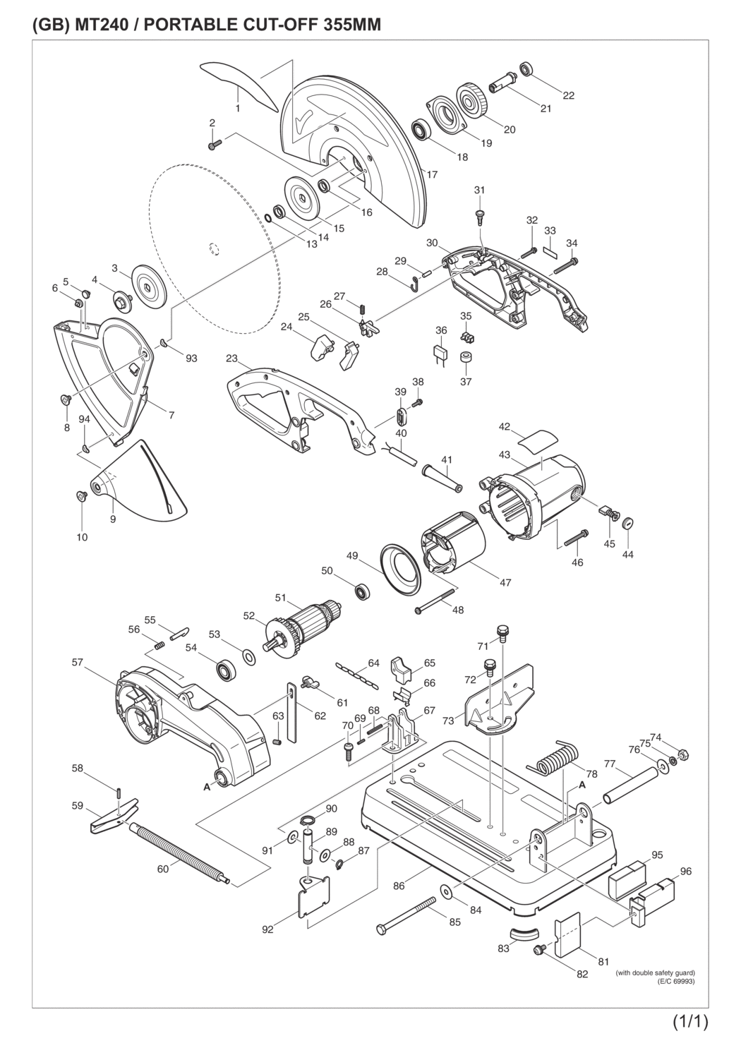 Makita MT240 Portable Cut-off Spare Parts