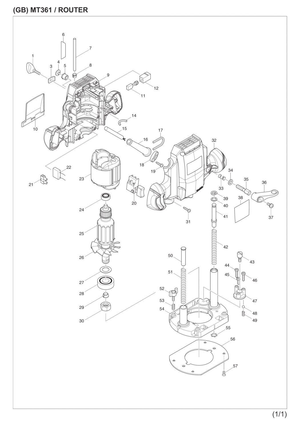 Makita MT361 Router Spare Parts