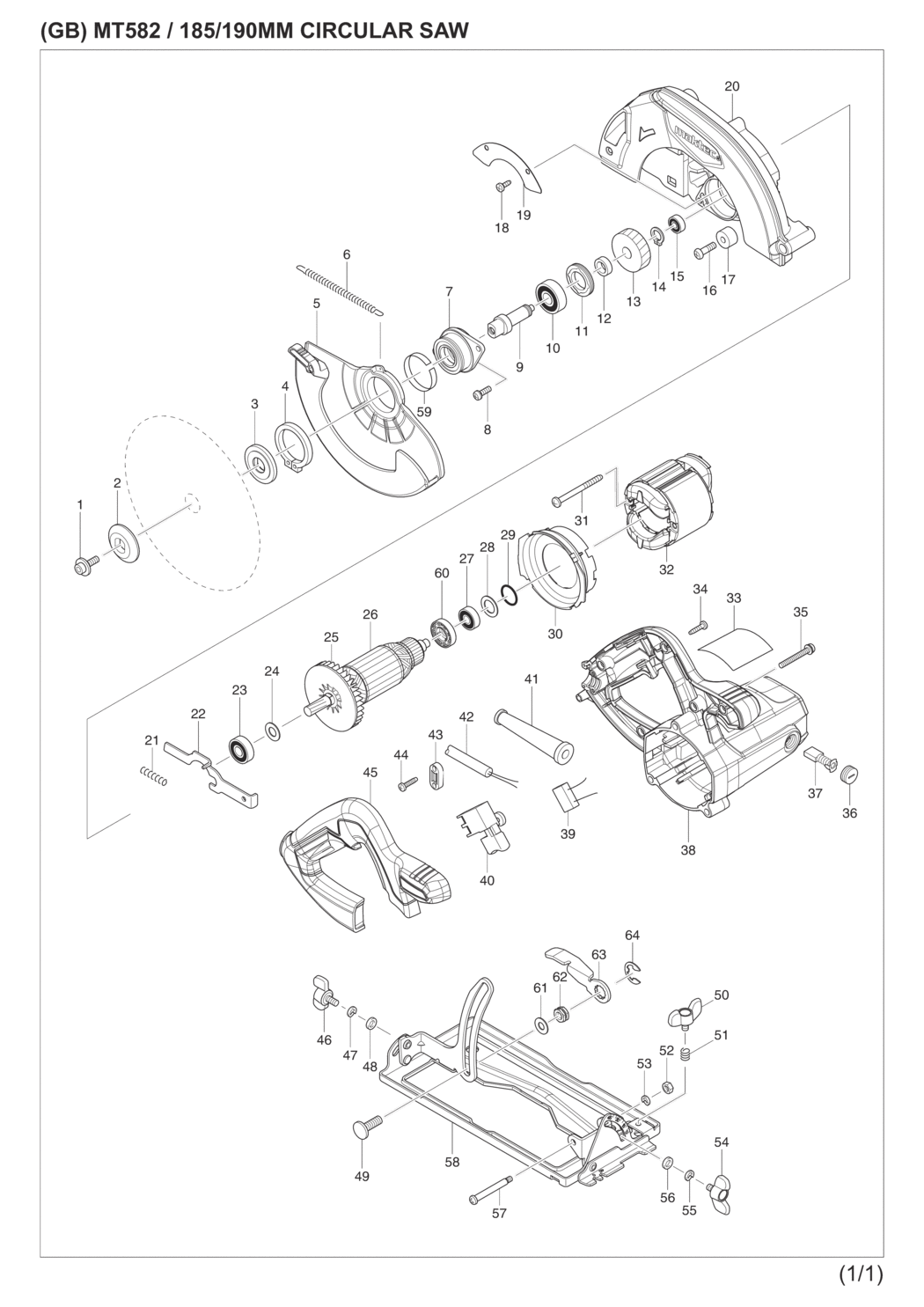 Makita MT582 Circular Saw Spare Parts