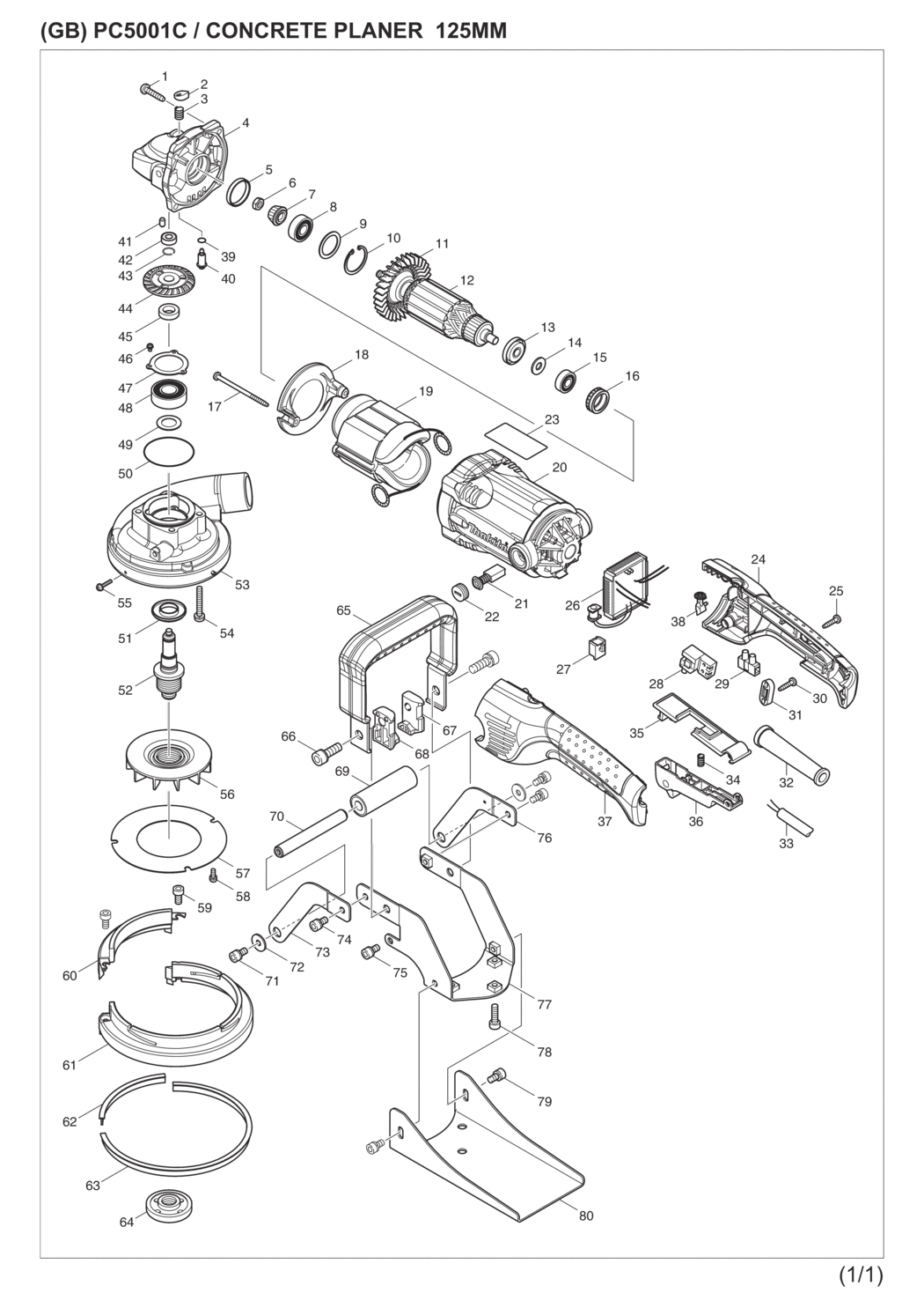 Makita PC5001C Concrete Planer Spare Parts